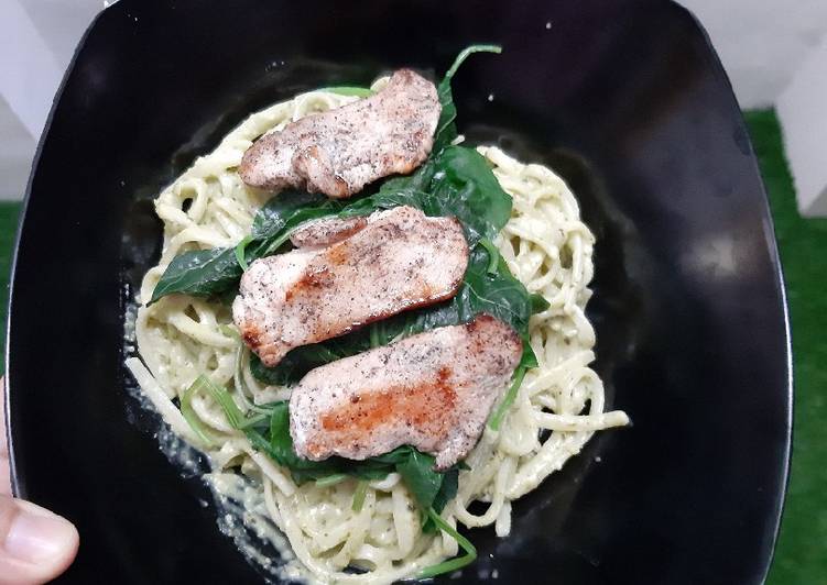 Resep Pasta Pesto with Grilled Chicken Breast Anti Gagal