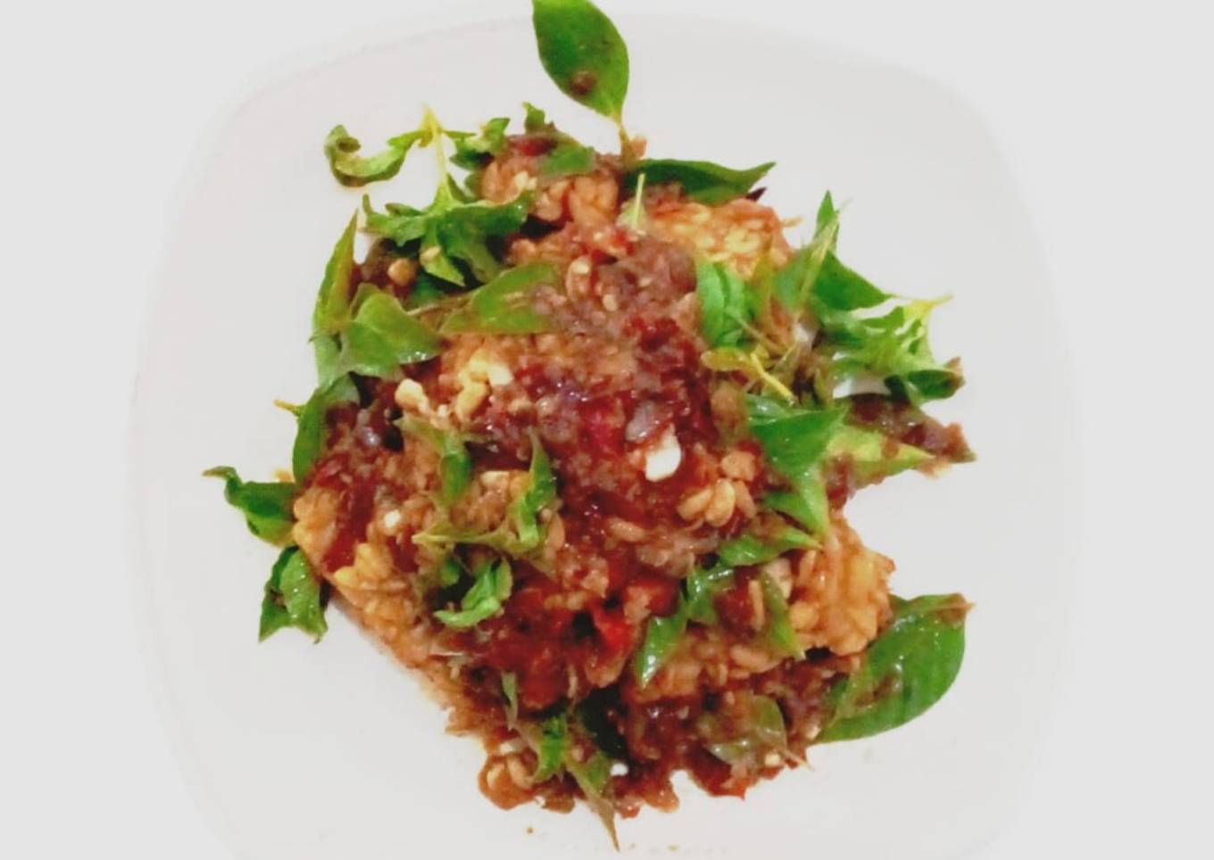 Tempe penyet sambel kemangi
