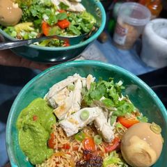 A picture of Stir-Fried Rice with Chicken and Coriander-Pesto.