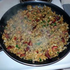 A picture of bubbas pork fried rice.