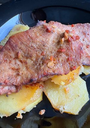 Mézes-mustáros karaj krumplival (tepsiben) recept fotója