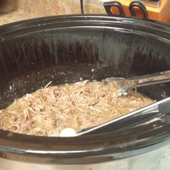 A picture of Juicy crock pot shredded beef.
