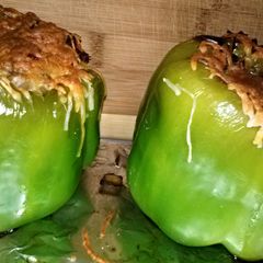 A picture of Mae's Stuffed Peppers.
