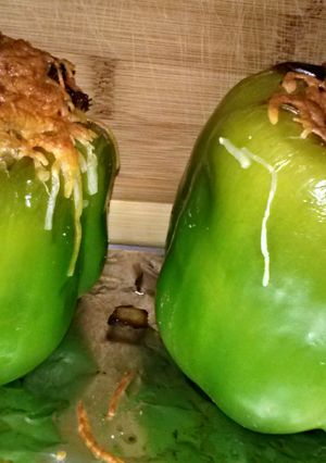 A picture of Mae's Stuffed Peppers.