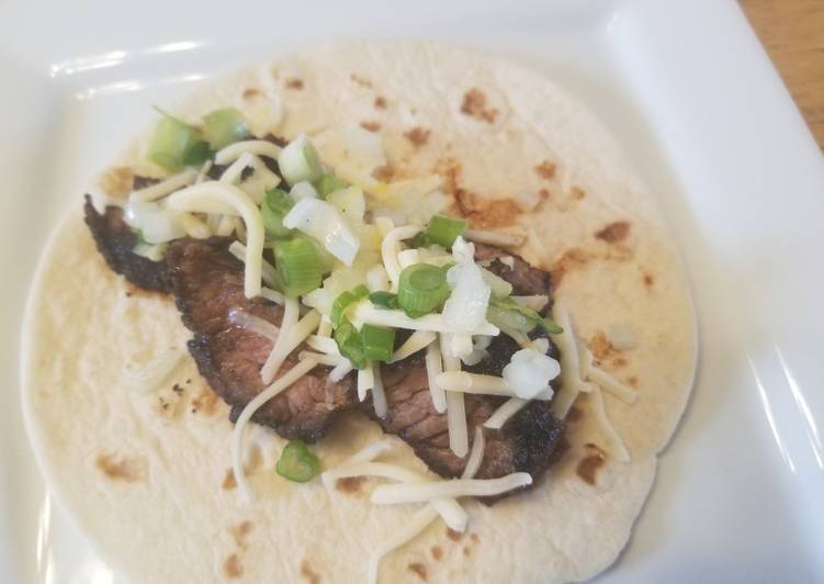 Korean Skirt Steak Tacos w/ Lemon-Scallion Relish