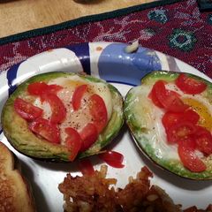 Baked Eggs in Avocados. A picture of Baked Eggs in Avocados..