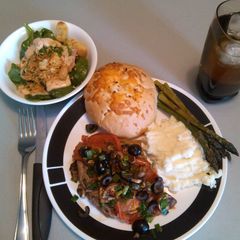 A picture of Steak and veggies.