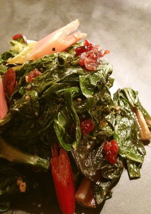 A picture of Sautéed Chard with Walnuts & Dried Fruit.