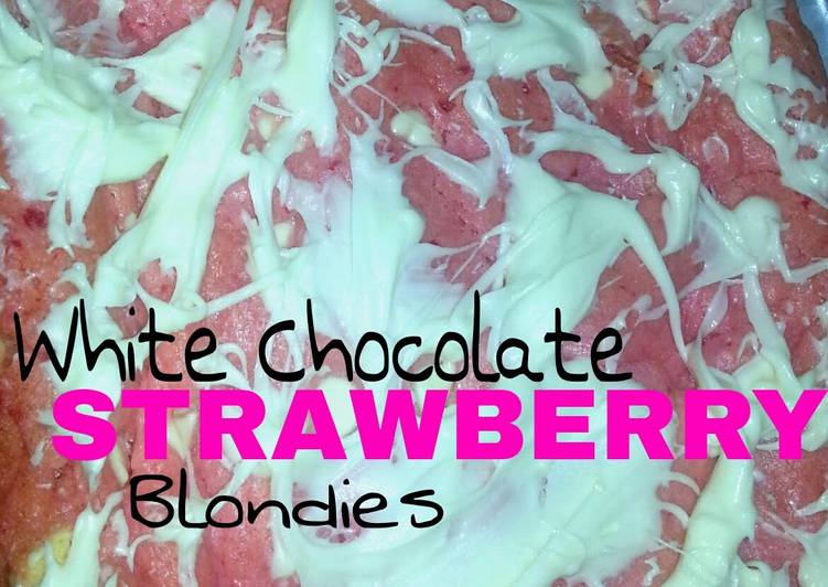 5 Ingredient White Chocolate Strawberry Blondies