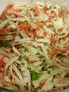 A picture of Coleslaw with cumin cilantro dressing.