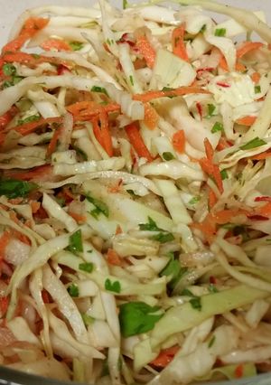 A picture of Coleslaw with cumin cilantro dressing.