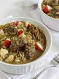 Curried Guinea Meatballs with Escarole and Basmati Rice