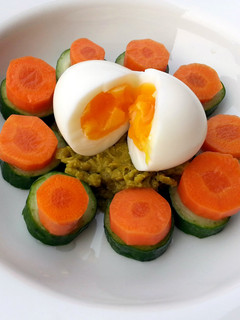A picture of Mash Pea With Egg Salad.