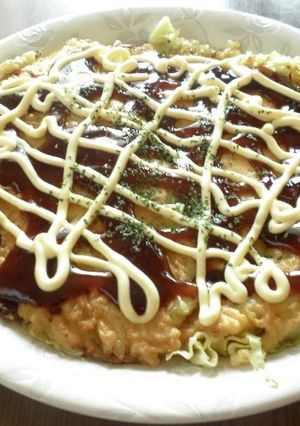 A picture of Healthy and Easy Okonomiyaki with Cabbage!!.