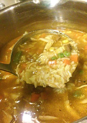 A picture of Pantry Day Chicken Rice Soup.