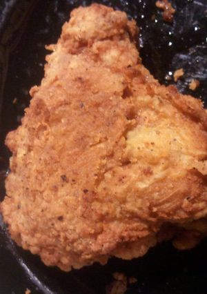 A picture of country double battered fried chicken.
