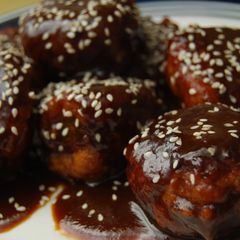 A picture of Chinese Barbecue Chicken Meatballs.