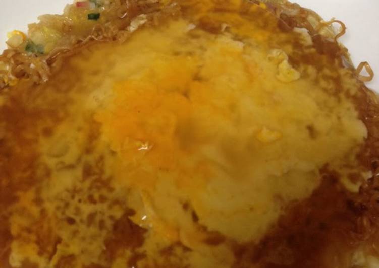 Step-by-Step Guide to Make Perfect Chicken Ramen Okonomiyaki with Ankake Sauce