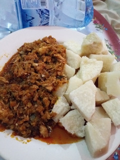 A picture of Boiled Yam with Garden Egg Sauce #teamabuja.