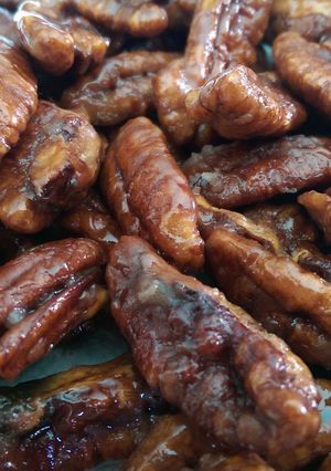 A picture of Deep fried candied pecans.
