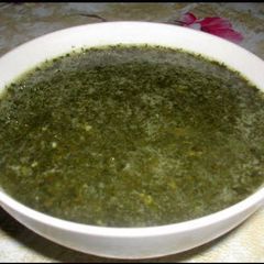 A picture of Egyption Molokheya (jute leaves).