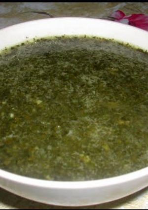 A picture of Egyption Molokheya (jute leaves).