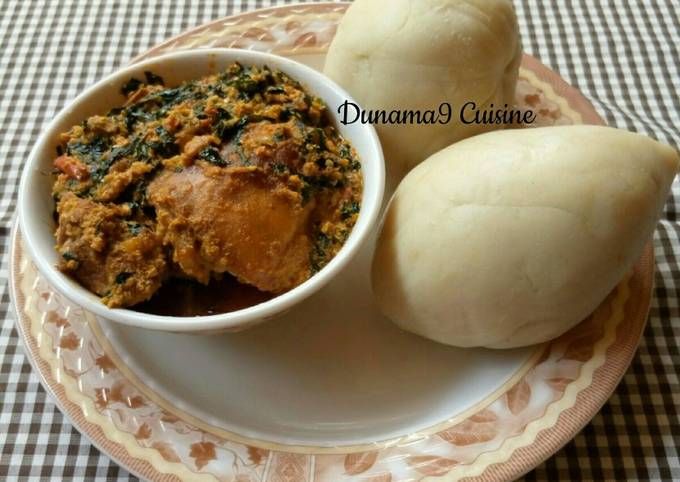 Easiest Way to Prepare Homemade Pounded yam with ugu/egusi soup