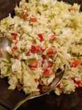 Spitzkohlsalat mit roter Paprika, Apfel, Speck und Orangendressing