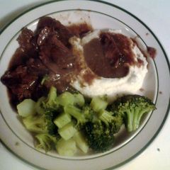 A picture of Sliced Chuck Roast in Gravy.