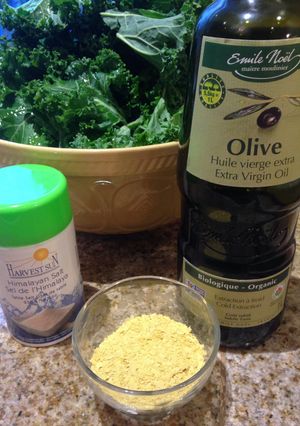 A picture of Kale Chips With Himalayan Salt & Nutritional Yeast.