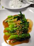 Baby Broccoli with Oyster Sauce by Microwave @By SanD