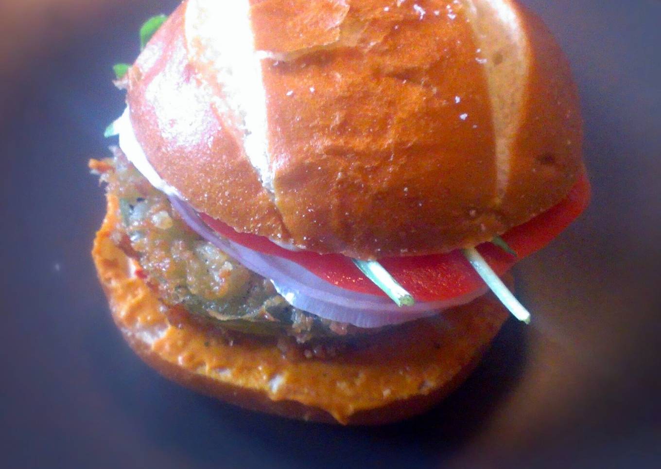 Fried Green Tomatillo Sandwich with Parsnip Fries