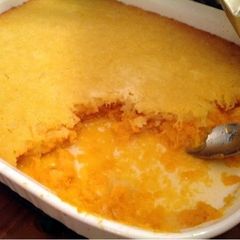 A picture of Moms sweet potatoe souffle.