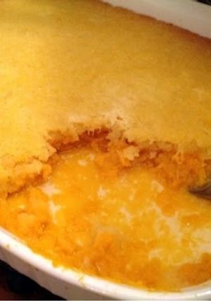 A picture of Moms sweet potatoe souffle.
