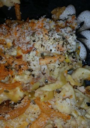 A picture of Kayla's tuna noodle Casserole.