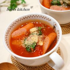 A picture of Quick!! Wiener Sausage and Lettuce Tomato Soup.