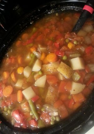 A picture of Spicy Vegetable 8 QT Crock Pot Soup.