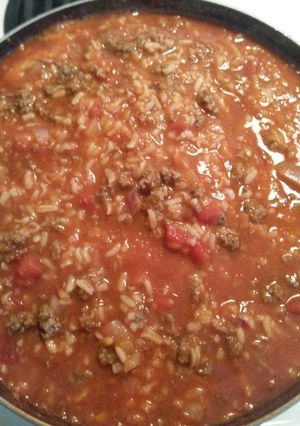 A picture of Spanish Rice (My moms recipe).