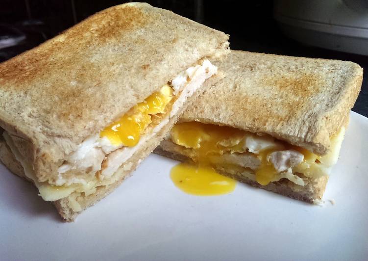 Steps to Prepare Super Quick Homemade Sophie&#39;s turkey cheese &amp; egg toasted sandwich