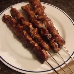 Pork kebabs on the grill A picture of Pork kebabs on the grill.
