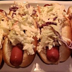 A picture of Steamed Hotdogs With Coleslaw.