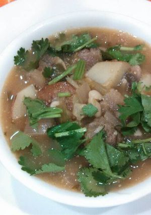 A picture of Green chilli lentil squash soup 辣椒🌶️小扁豆汤.