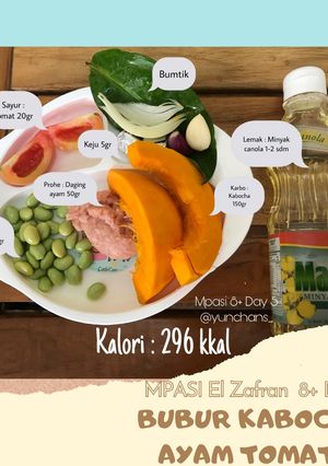 Foto resep Mpasi 8+ Day 5 : Bubur Kabocha Ayam Tomat