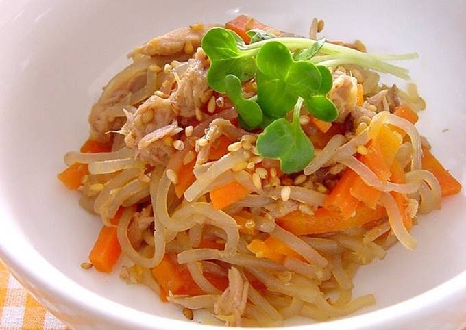 Simple Way to Make Quick Kinpira with Konnyaku Noodles and Tuna