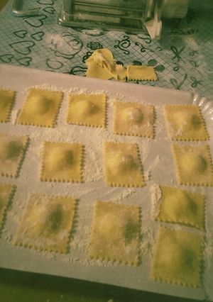 A picture of Potato and leek ravioli (Pasta Fresca).