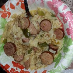 A picture of Kielbasa Sausage & Noodles.