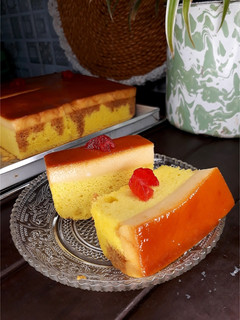 Foto resep Cotton cake with caramel custard pudding