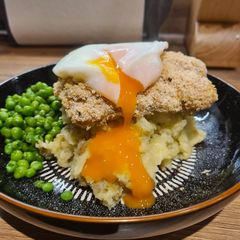 A picture of Crumbed smoked cod & buttery smashed potato.