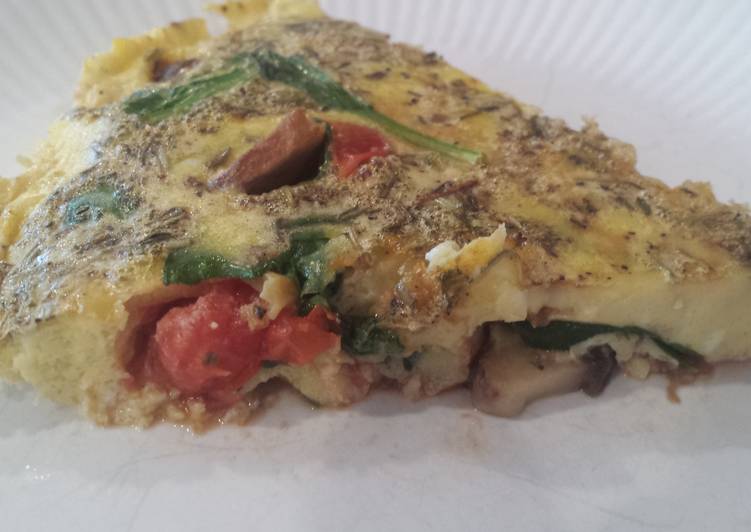 Step by Step Guide to Prepare Perfect Tomato, spinach, and mushroom frittata