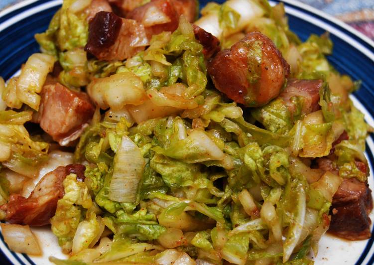 Easiest Way to Prepare Homemade Wilted Napa Cabbage w/Bacon Lardons